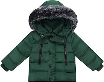 Srkrando Baby Boy Zip Up Jacket Toddler Winter Hoodie Fur Warm Coat Kid Puffer Outfits